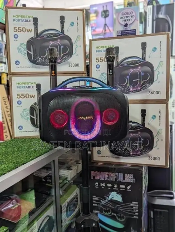 Hopestar Partybox Ultra Speakers with Dual Mic (550W, AC/DC)