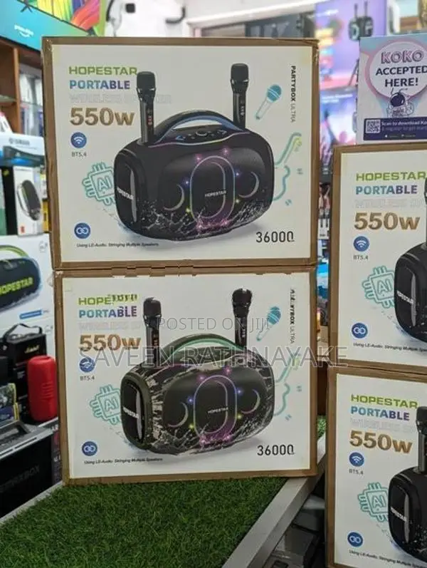 Hopestar Partybox Ultra Speakers with Dual Mic (550W, AC/DC)
