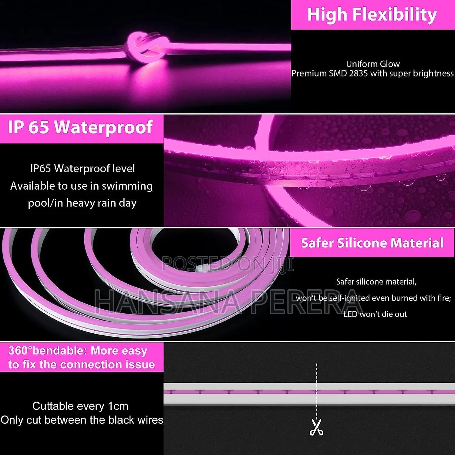 5m Led Neon Strip Lights With Adapter (P08019)
