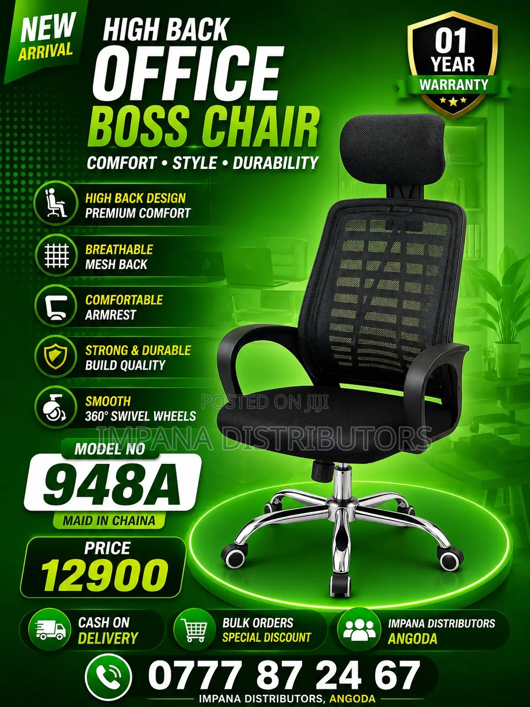 Hb Office Mesh Chair 120kg
