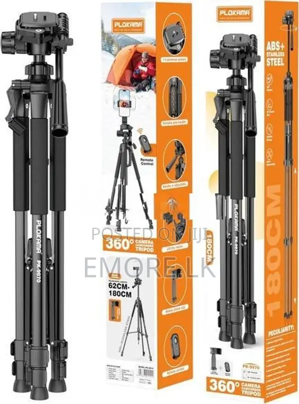 PLOKAMA PK-9970 – 180CM Tall, 360° Rotating Tripod