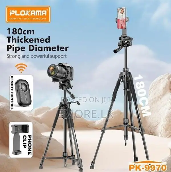 PLOKAMA PK-9970 – 180CM Tall, 360° Rotating Tripod