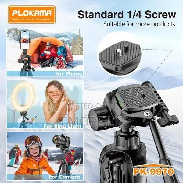 PLOKAMA PK-9970 – 180CM Tall, 360° Rotating Tripod