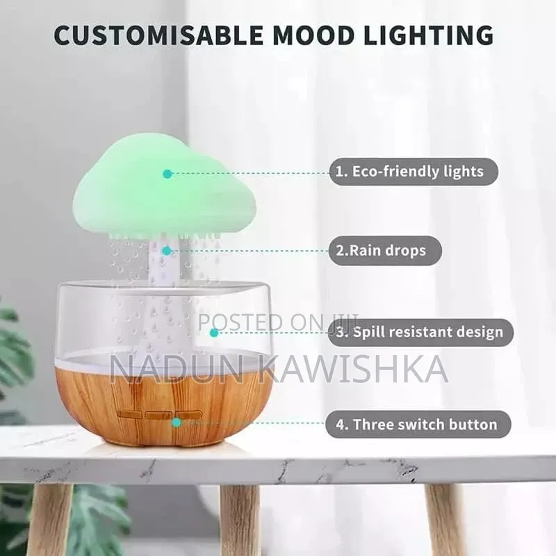 *Rain Cloud Humidifier Essential Oil DiffuserAtmospheric NightLight
