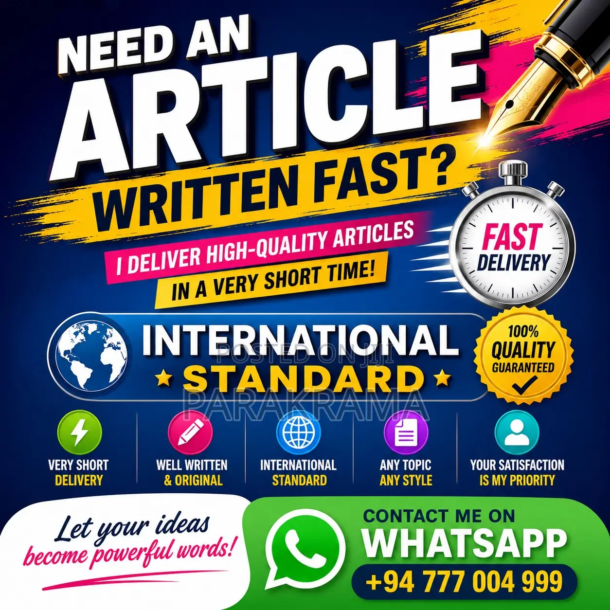 Professional Article Written Fast