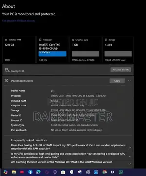 Desktop Computer 12GB Intel Core i5 SSD 128GB