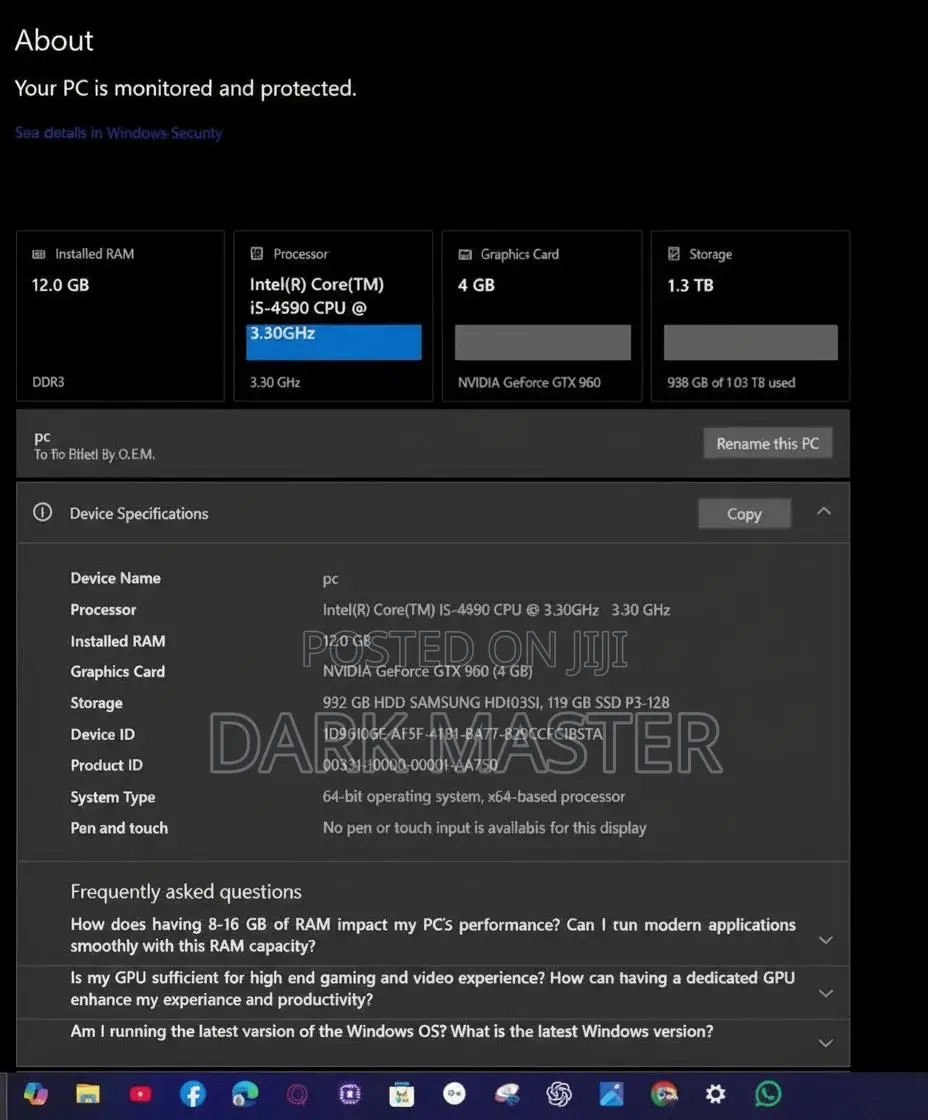 Desktop Computer 12GB Intel Core i5 SSD 128GB
