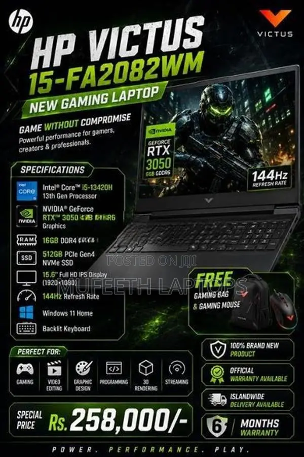 New HP Victus i5 13Gen 16/512GB RTX 3050 6GB