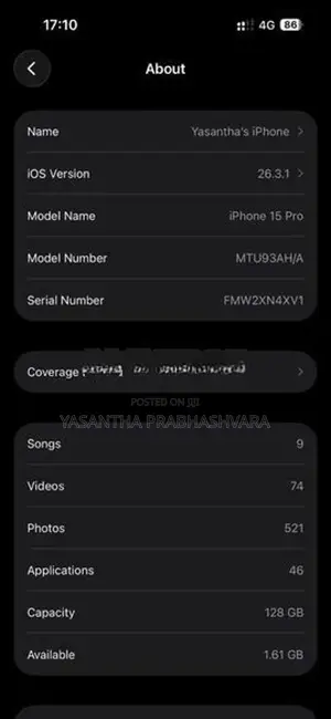 Apple iPhone 15 Pro 128GB (Used)