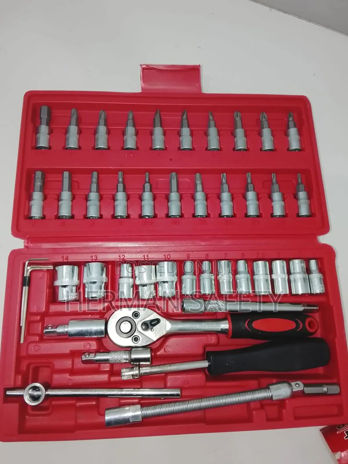 46 PCS 1/4" Drive Socket Wrench Tool Set With Ratchet Bitsl