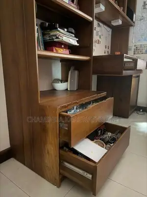 Teak Study Desk with Bookshelf Set