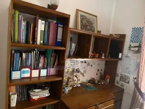 Teak Study Desk with Bookshelf Set