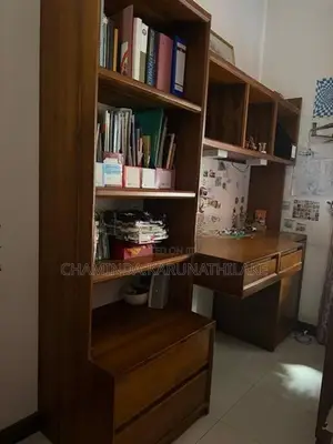Teak Study Desk with Bookshelf Set