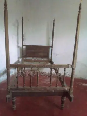 Antique single bed with Display Cabinet