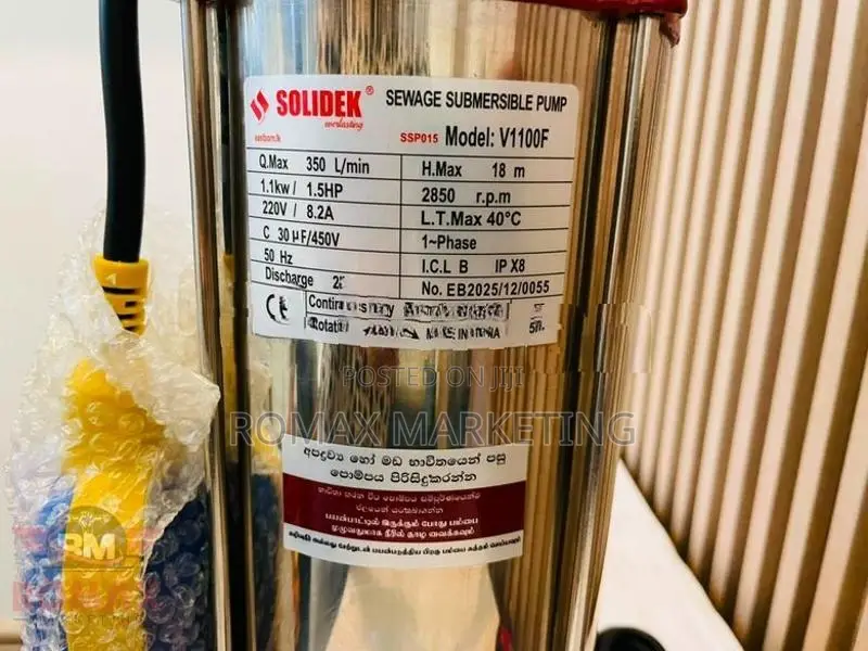 Sewage Submersible Pump Solidek 1.5 Hp 2''