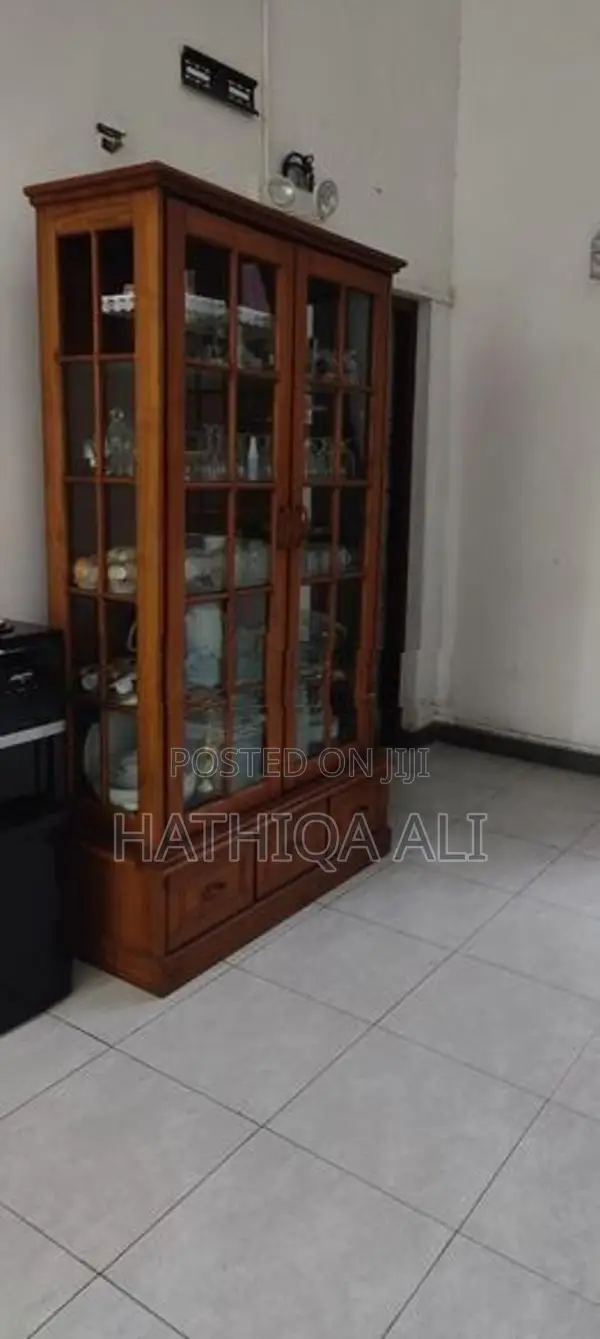 Teak Wood Glass Cabinet