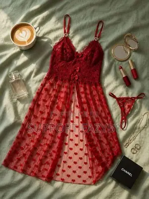 Heart Print Mesh Cami Nightdress