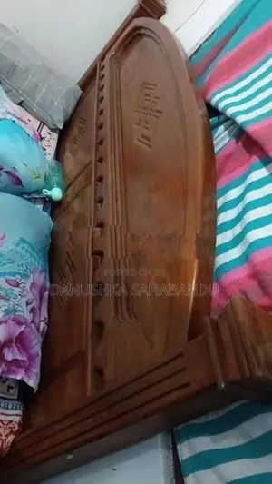 teak king size bed with spring mattress