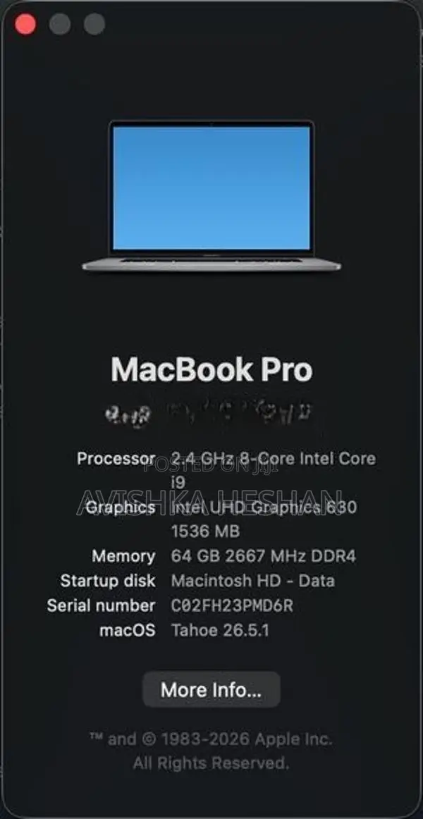 Apple MacBook Pro i9 64GB 16"