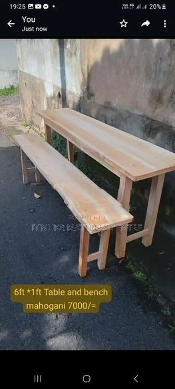 Table with Bench 6ft ×15inch Mahogani