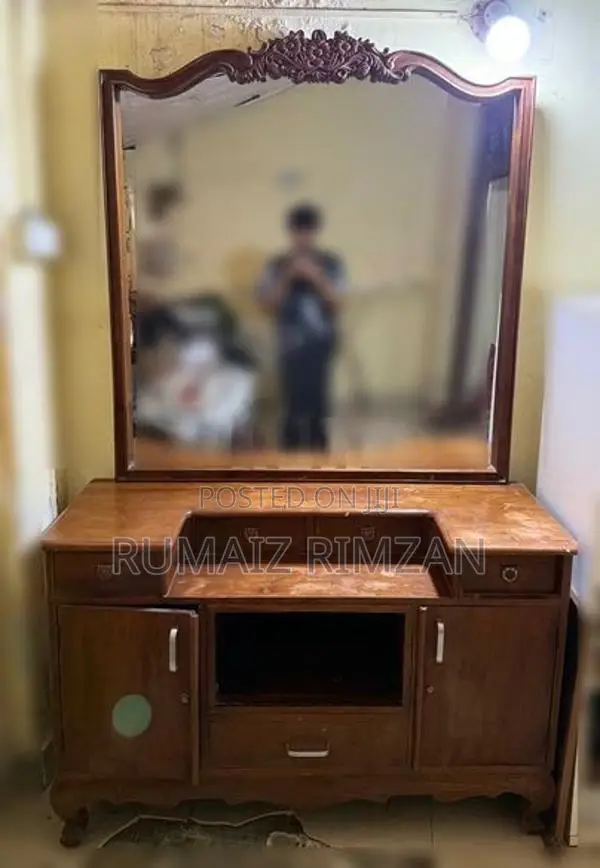 Teak Wood Dressing Table with Large Mirror