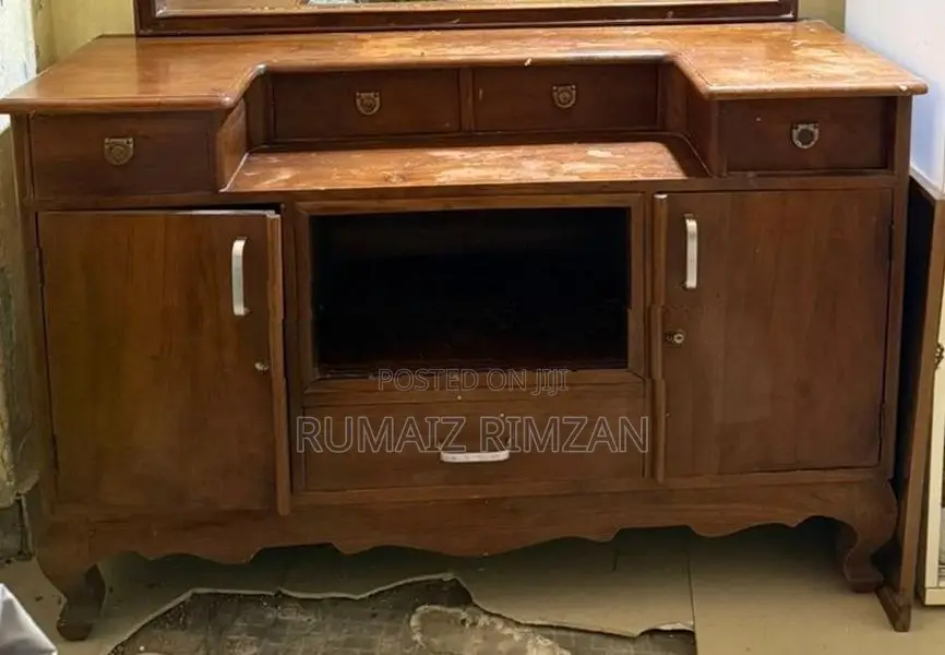 Teak Wood Dressing Table with Large Mirror