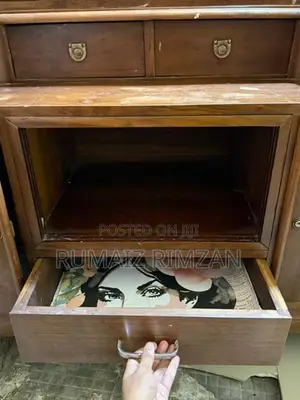 Teak Wood Dressing Table with Large Mirror