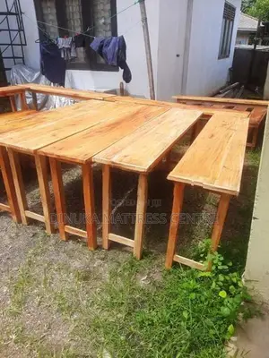 Table and Bench 6 Ft ×15 Inch Mahogani