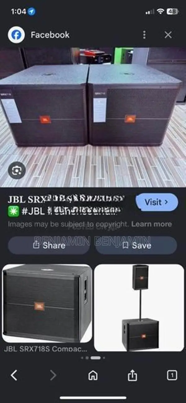 JBL XRS 718f SIngle Top Subwoofer 18”inch