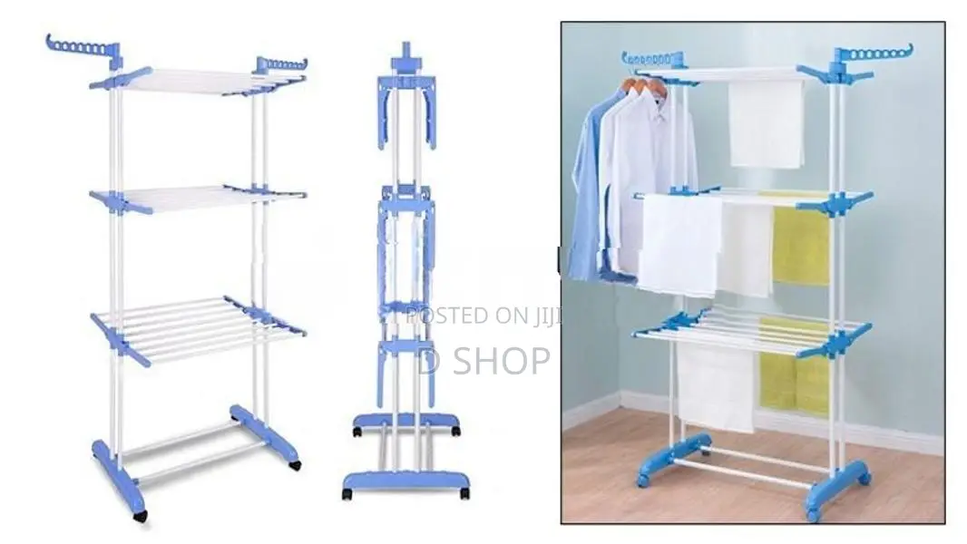 Three Layer Cloth Rack - Fold-able Large 6" feet