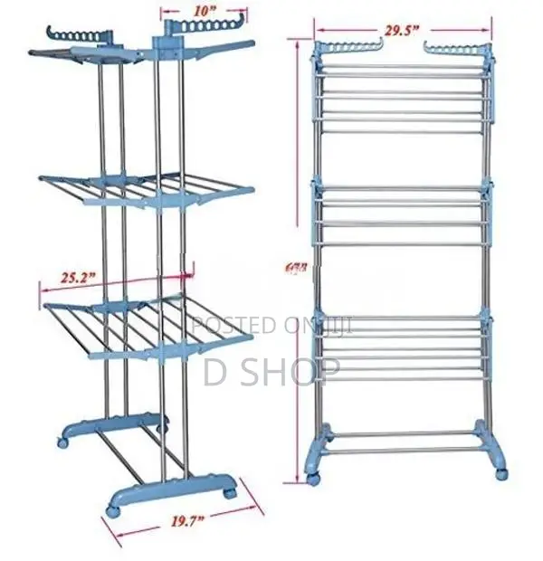 Three Layer Cloth Rack - Fold-able Large 6" feet