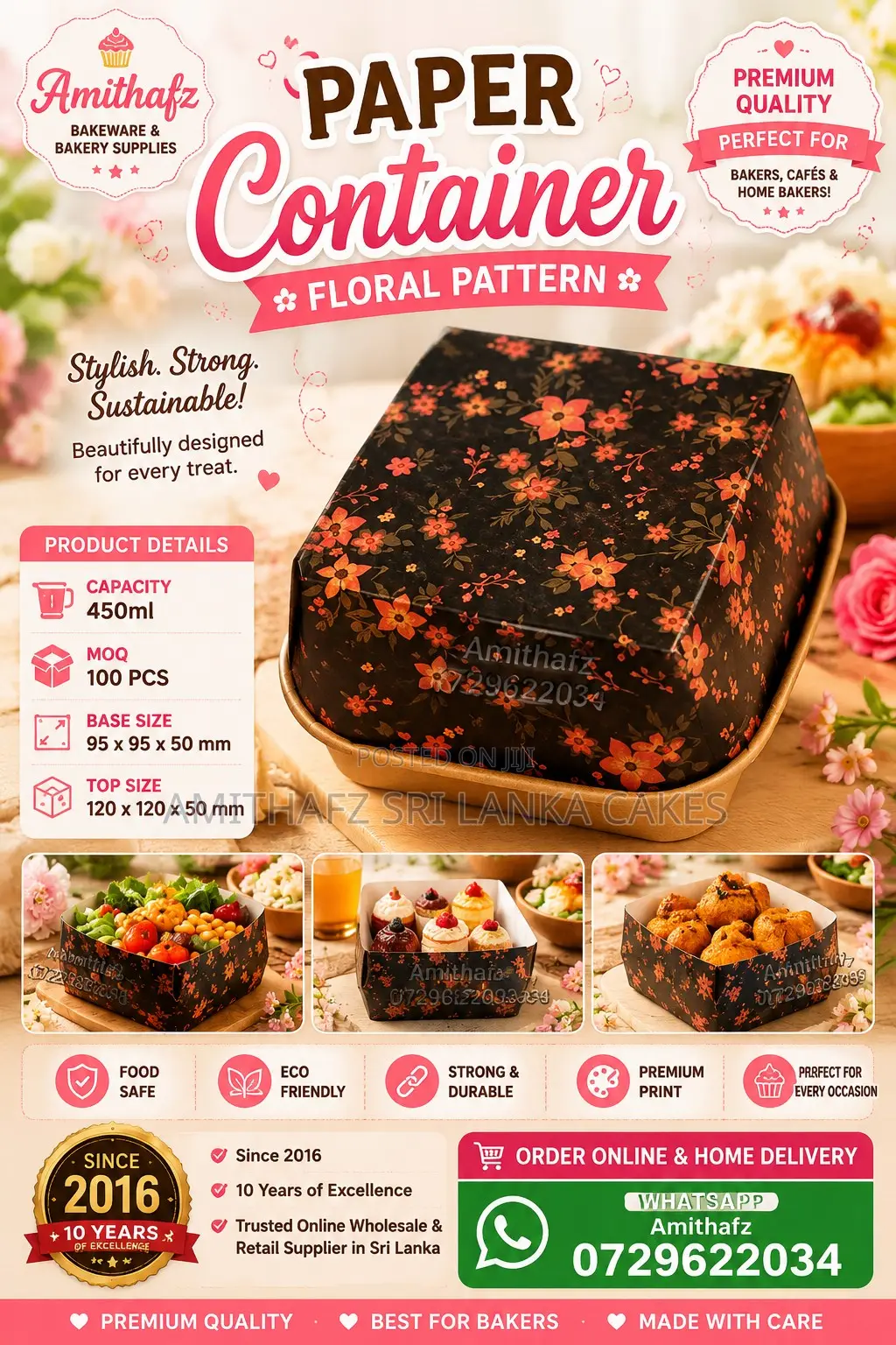 Paper Container Floral Pattern SriLanka Packaging Wedding Birthday Eve