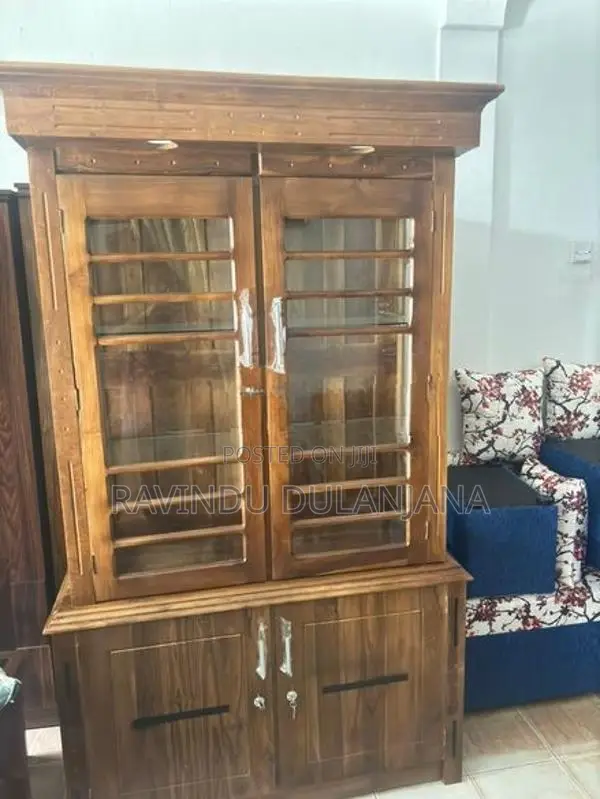 Teak Glas Cupboard
