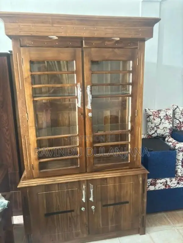 Teak Glas Cupboard