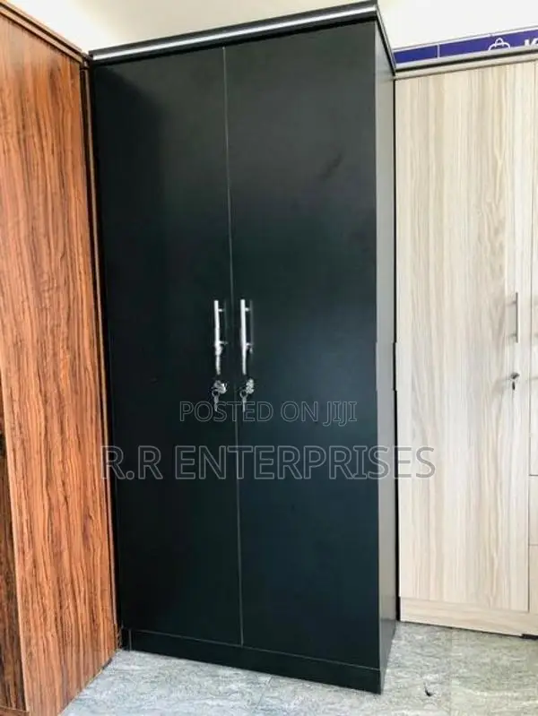 2 Door Black Melamine Wardrobe