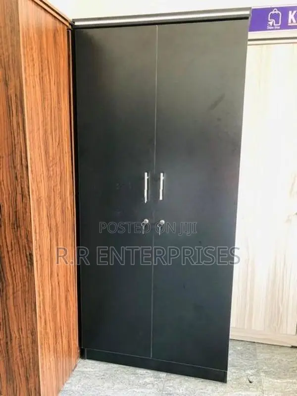 2 Door Black Melamine Wardrobe