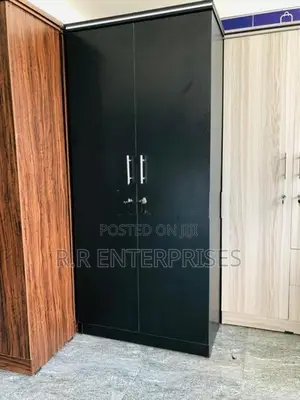2 Door Black Melamine Wardrobe