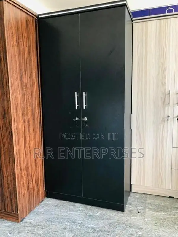 2 Door Black Melamine Wardrobe
