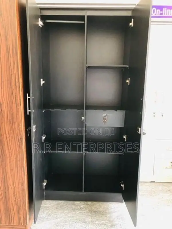 2 Door Black Melamine Wardrobe
