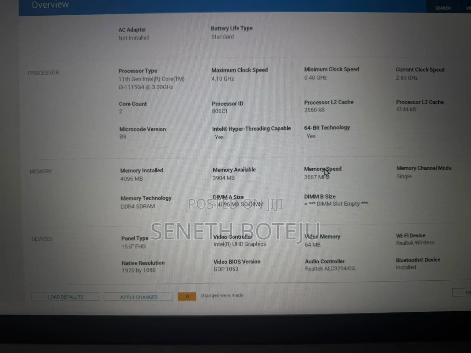 Laptop Dell Inspiron 15 3511 4GB Intel Core i3 HDD+SSD 750GB