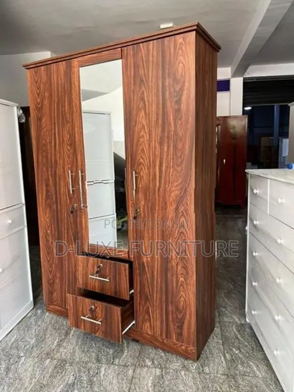 3 Door Melamine Wardrobe with Mirror