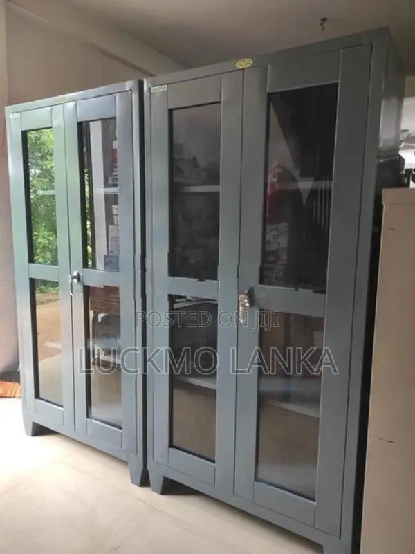 New 6x3 Size Glass Steel Office Cupboard (S8)