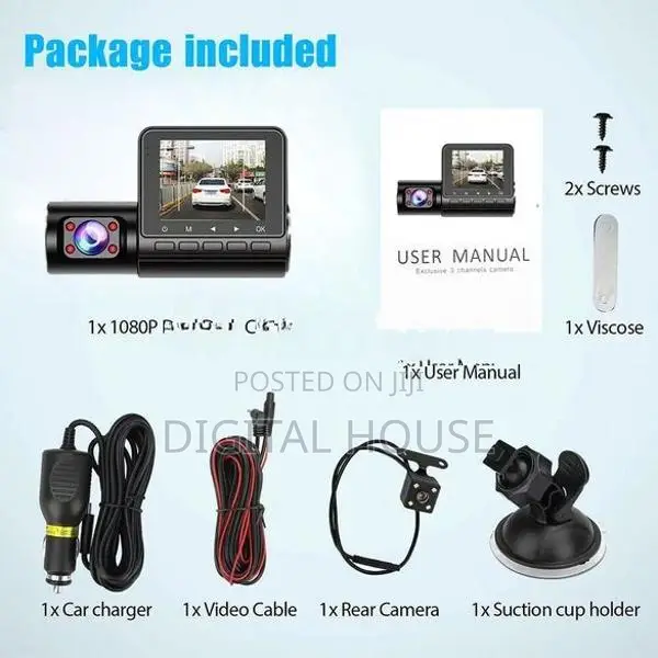 camera car dash 12mp HD Front + inside revers recording 3in1 - new