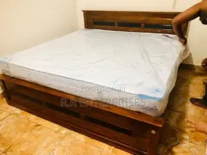 6*6 Teak King Box Bed with Spring Mattress