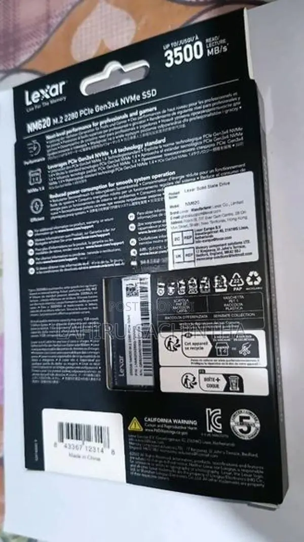 Lexar NM620 M2 Gen3x4 NVMe 256GB