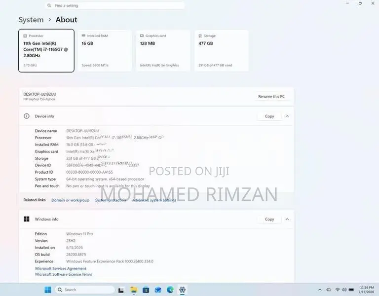 HP Core i7 11th Gen | 16GB RAM 512GB SSD Windows 11 Pro