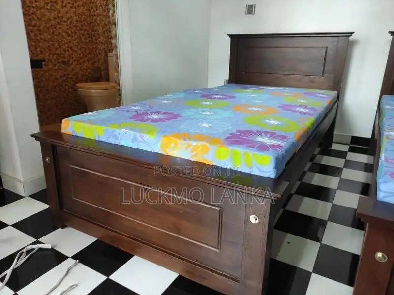 New 6x3 Teak Box Bed With Double Layer Mattress (S20)