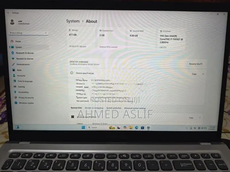 Asus laptop Intel i7 11th gen