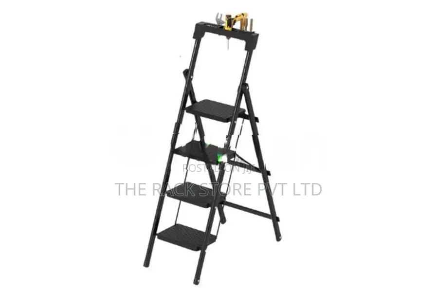 4-Step Folding Step Ladder, Armrest Tool Holder