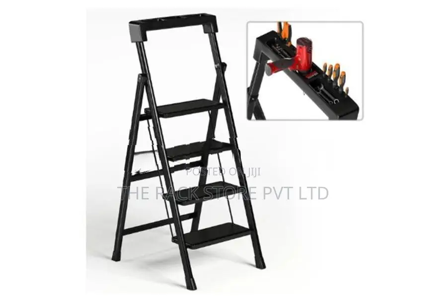 4-Step Folding Step Ladder, Armrest Tool Holder